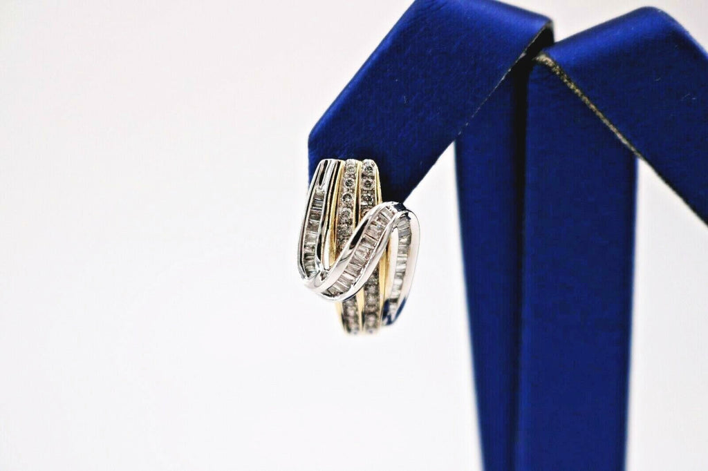 10K Two Tone Gold 1.0 CT Diamond Ladies Earrings, 6.7gm