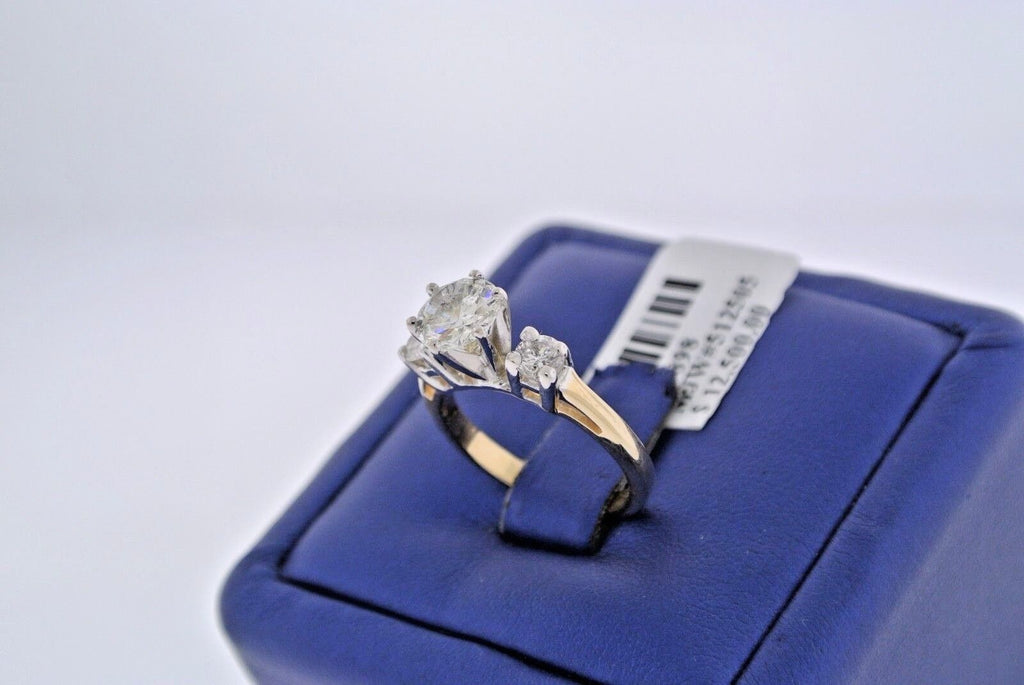 14k Two Tone Gold 1.25 CT Diamond Engagement Ring, 3.6gm, Size 4.75