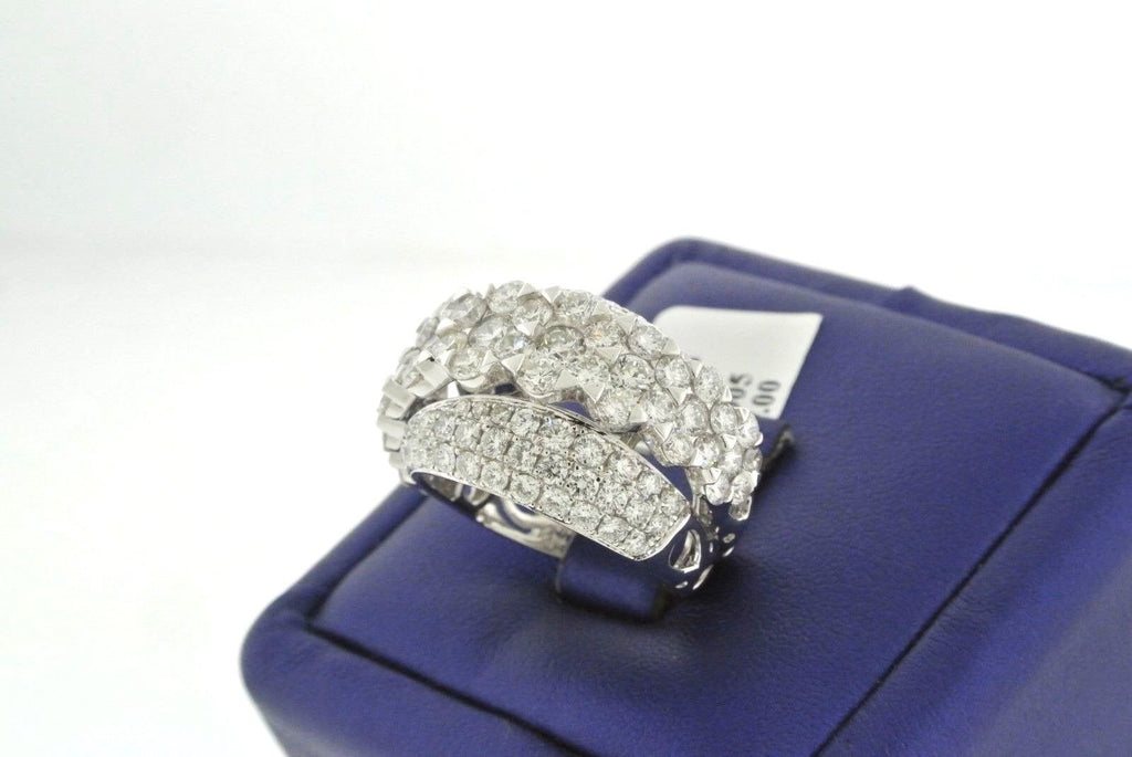 Fancy 18k White Gold 5.00 CT Diamond Cluster Ladies Ring, 9.4 gm, Size 6.5