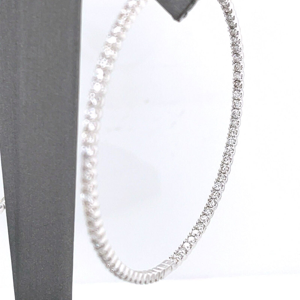 14K White Gold 4.25 CT Diamond Inside Out Hoop Earrings, 10.7gm