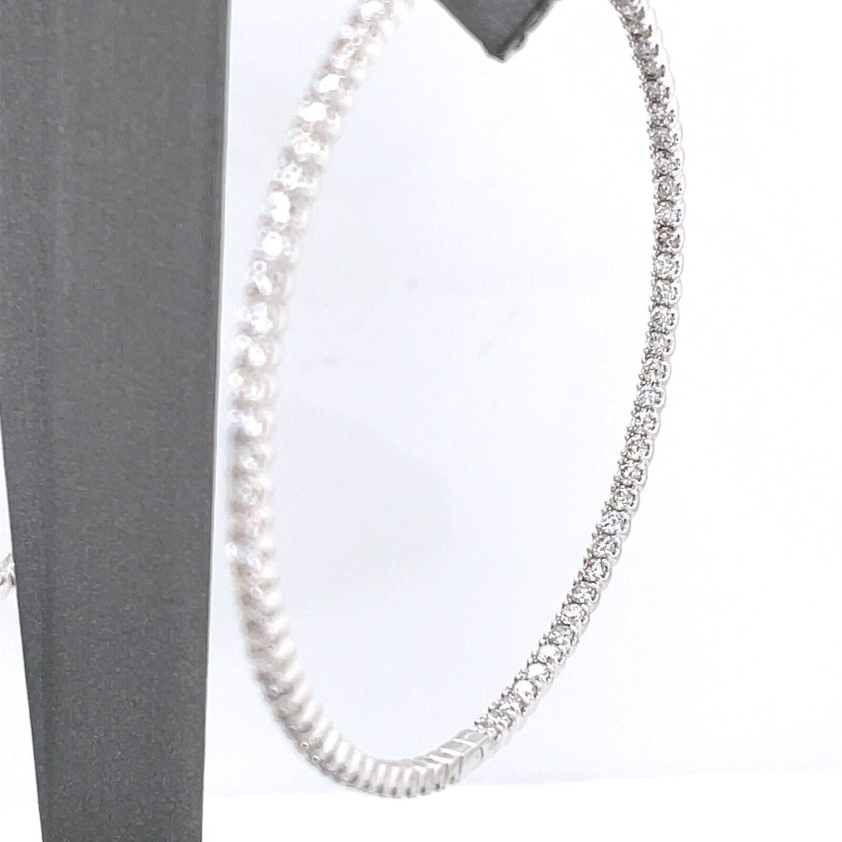 14K White Gold 4.25 CT Diamond Inside Out Hoop Earrings, 10.7gm
