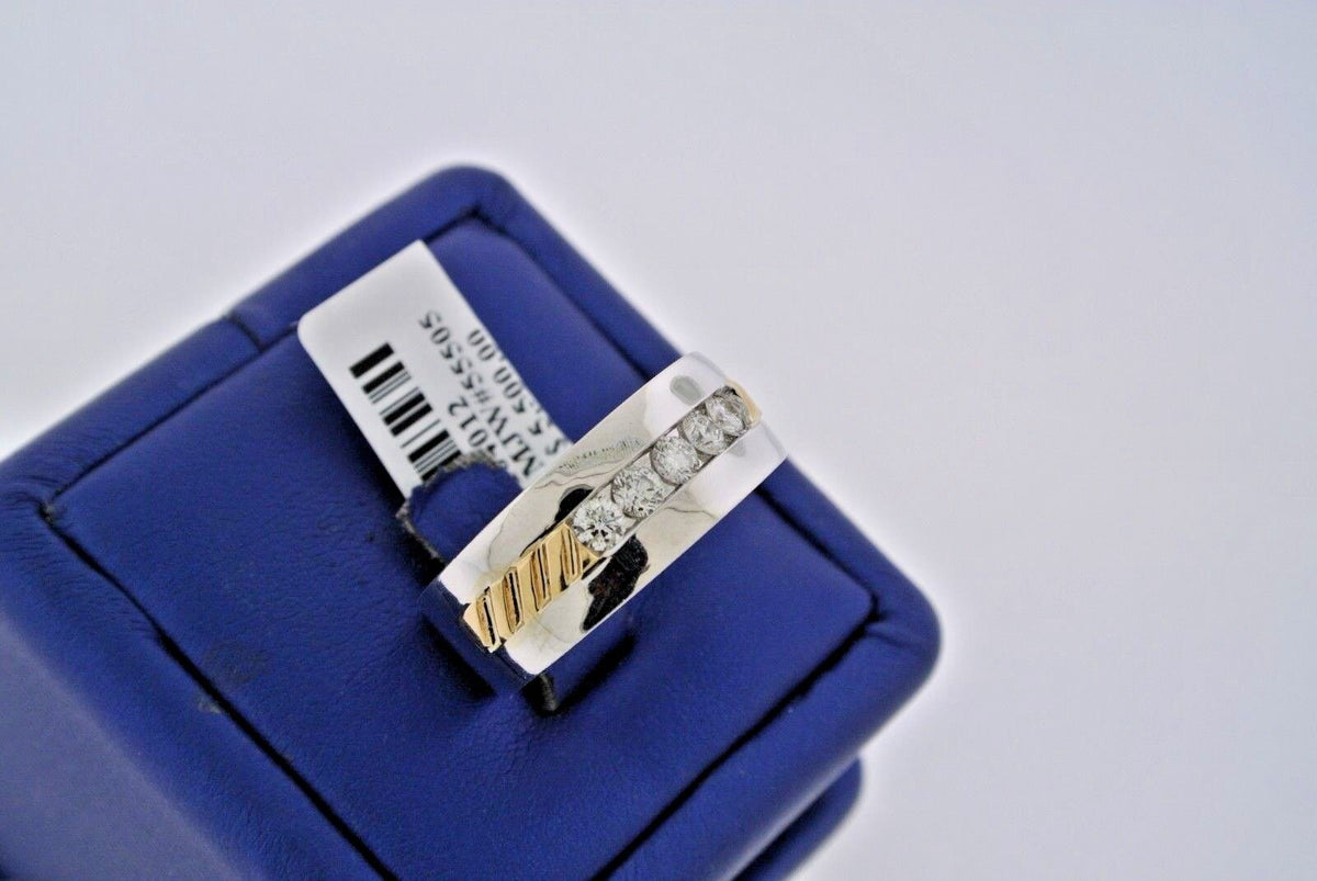 14k Two Tone Gold 1.00 CT Diamond Men's Wedding Band, 11.8gm, Size 10