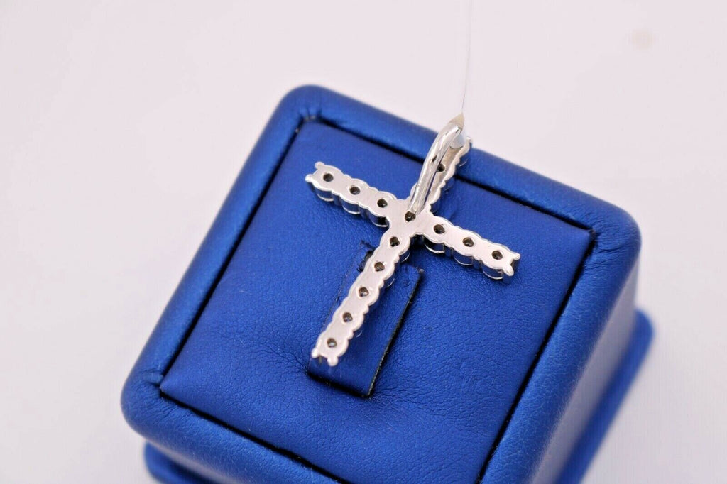 14K White Gold 3.50 CT Diamond Cross Pendant, 6.5gm
