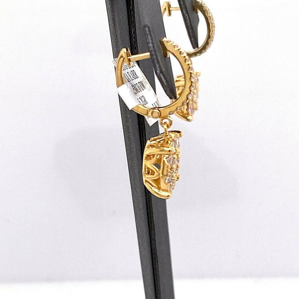 14k Yellow Gold 1.50 CT Diamond Ladies Drop Earrings, 5.2gm