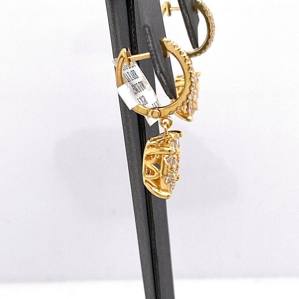14k Yellow Gold 1.50 CT Diamond Ladies Drop Earrings, 5.2gm