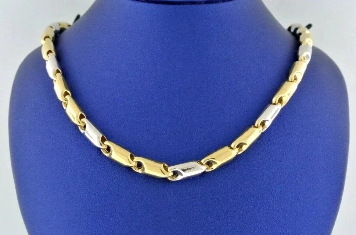 14K Two Tone Gold Fancy Men's Chain Necklace, 29.3gm, 26", S103856