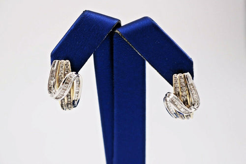 10K Two Tone Gold 1.0 CT Diamond Ladies Earrings, 6.7gm
