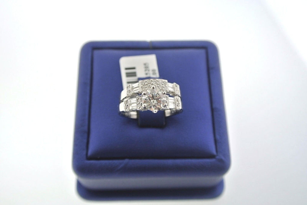 14k White Gold 1.50 CT Diamond Engagement Ring Set, 5.9gm, Size 6.75