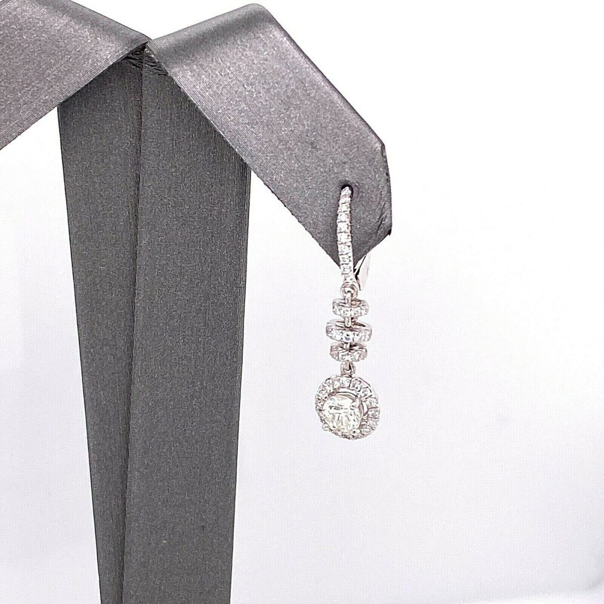 18k White Gold 1.50 CT Diamond Ladies Drop Earrings, 3.1gm, S12188