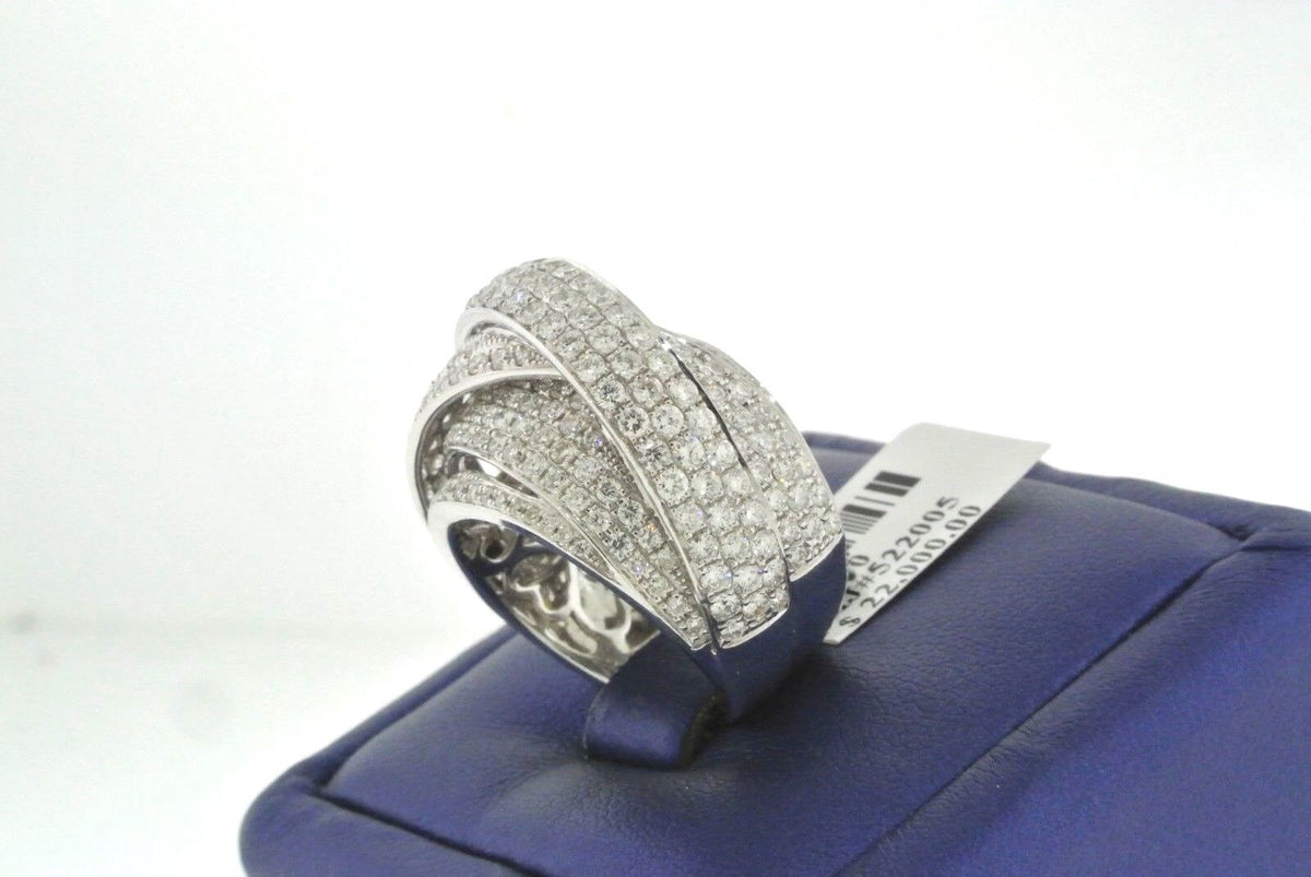 Fancy 18k White Gold 3.75 CT Diamond Cluster Ladies Ring, 14.3gm, Size 6.75