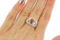 VINTAGE STYLE 18K TWO TONE 2.00 CT RUBY & DIAMOND LADIES RING