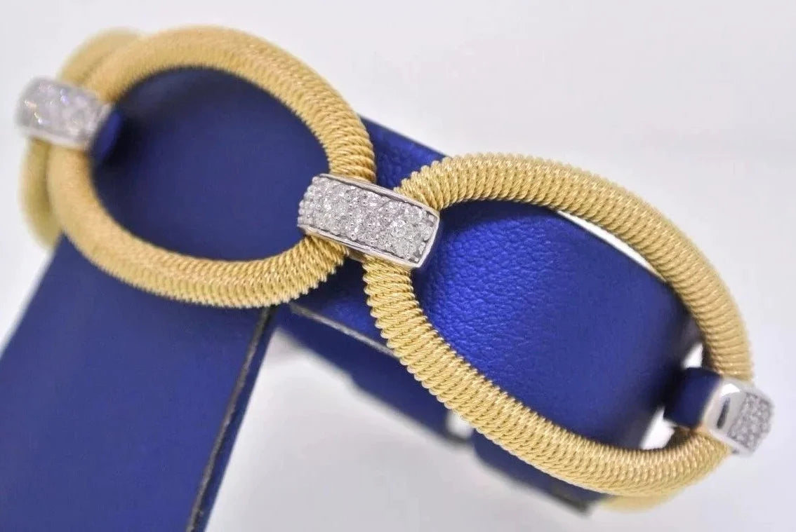 Fancy 18k Two-Tone Gold 1.40 CT Diamond Ladies Bracelet 27.7gm, 7 Inches, S13322