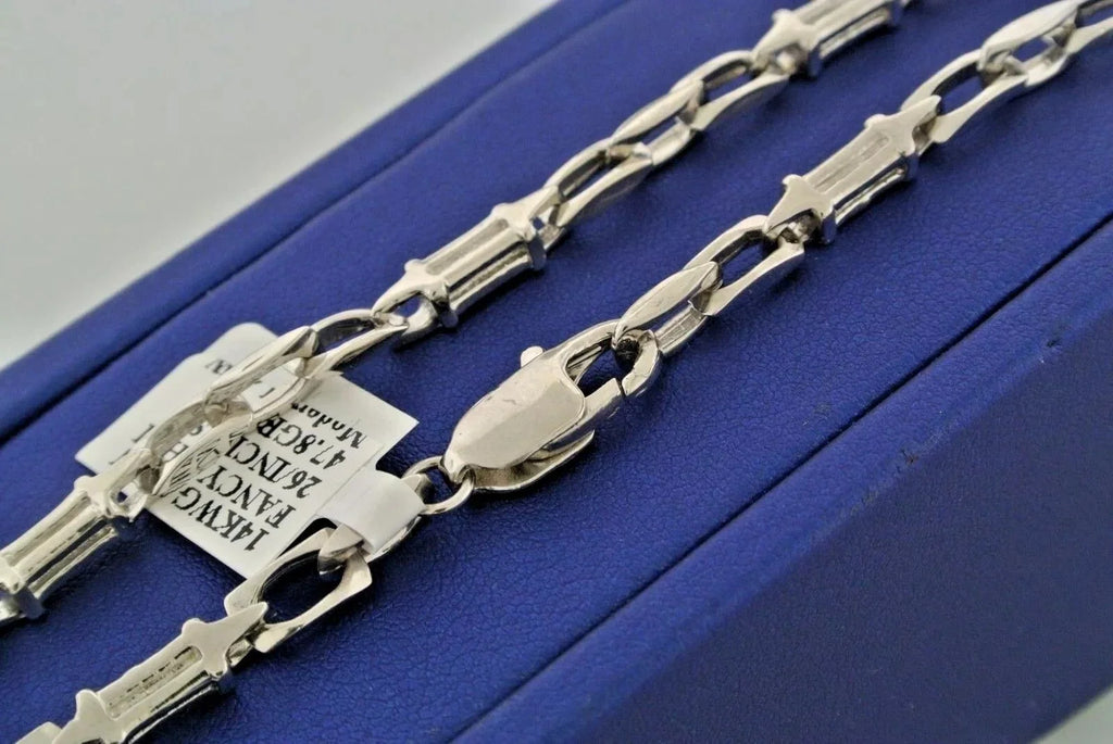 Fancy Men's 14k White Gold Chain Necklace, 47.8gm, 26 Inches, S104511