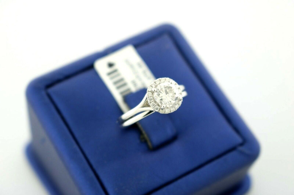 14k White Gold 1.50 CT Halo Diamond Engagement Set, 3.5gm, Size 6