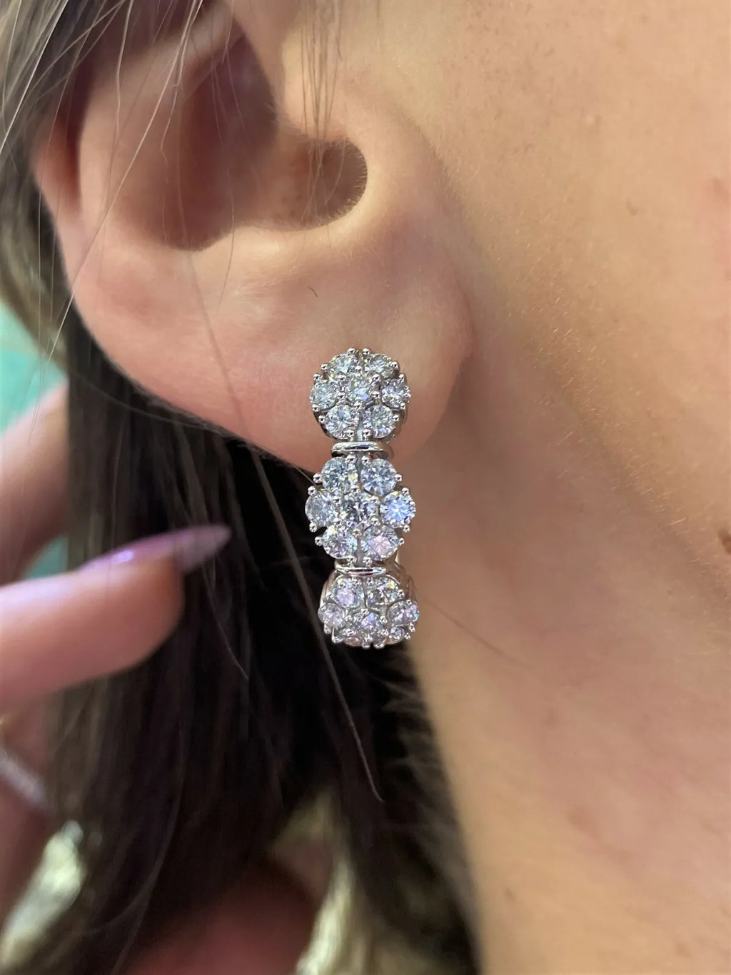14k White Gold 2.50 CT Diamond Hoop Earrings, 5.1gm, S14715