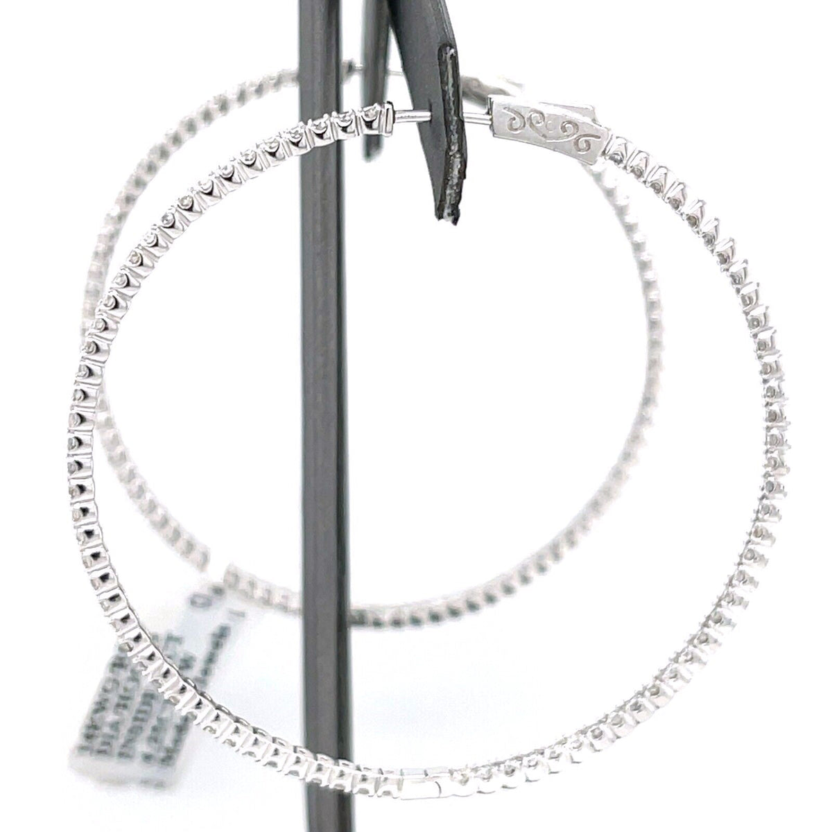14K White Gold 4.25 CT Diamond Inside Out Hoop Earrings, 10.7gm