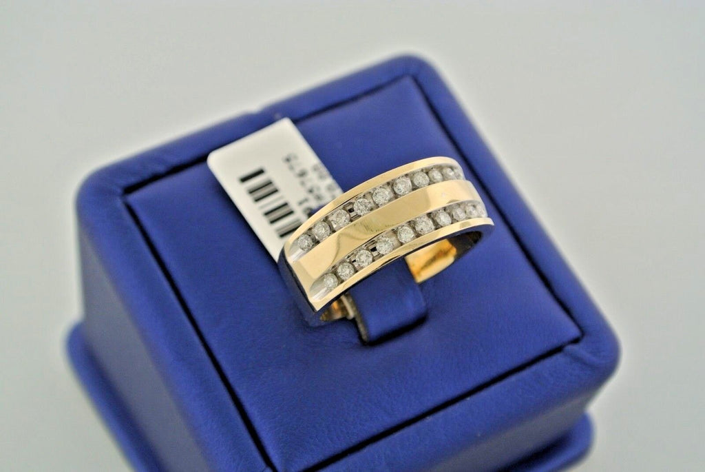 14k Yellow Gold 0.75 CT Diamond Men's Band, 10.5gm, Size 10.25
