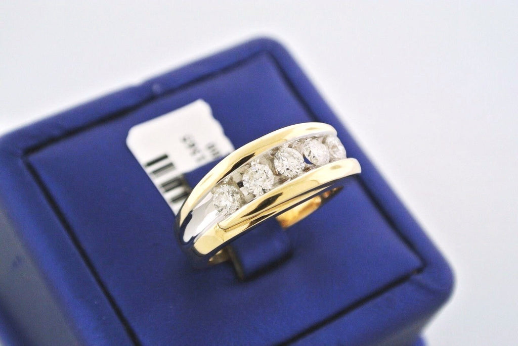 14k Two Tone Gold 1.25 CT Diamond Men's Fancy Band, 8.7gm, Size 10.25