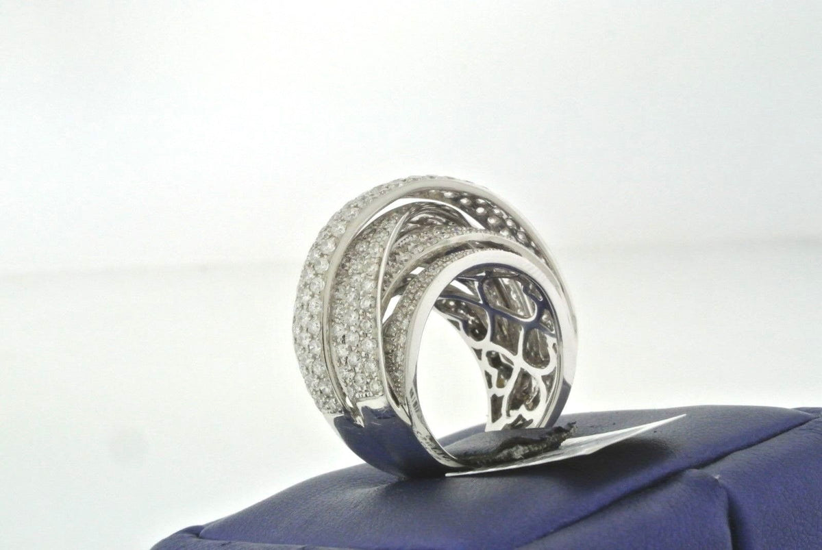 Fancy 18k White Gold 3.75 CT Diamond Cluster Ladies Ring, 14.3gm, Size 6.75
