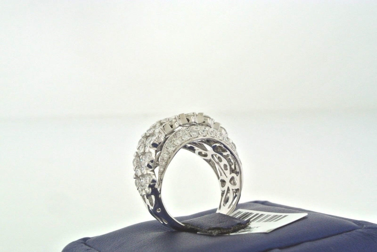 Fancy 18k White Gold 5.00 CT Diamond Cluster Ladies Ring, 9.4 gm, Size 6.5