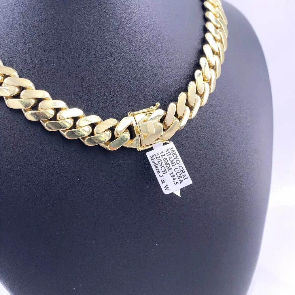 10k Yellow Gold Miami Cuban Link Chain necklace, 22", 194.5g, 12mm, S106643