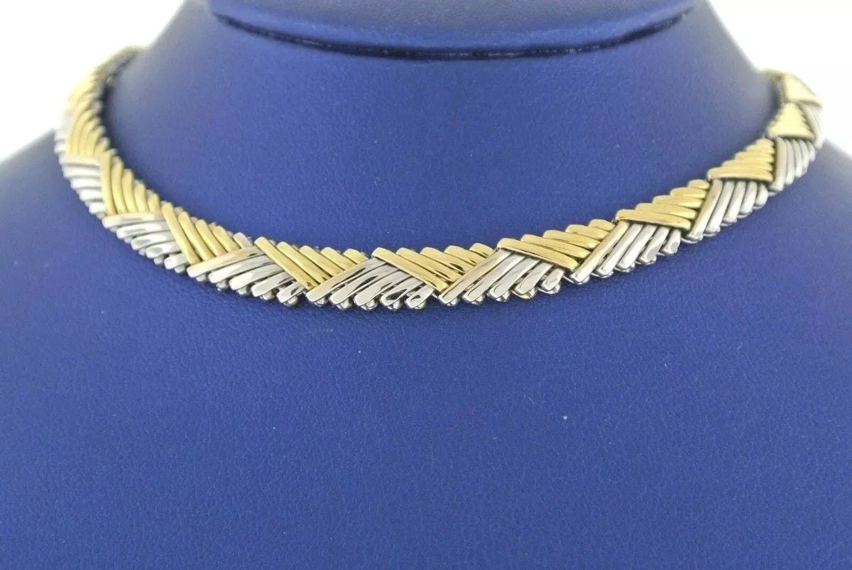Fancy 18k Two-Tone Gold Necklace, 24.6gm, 16 Inches, S103204