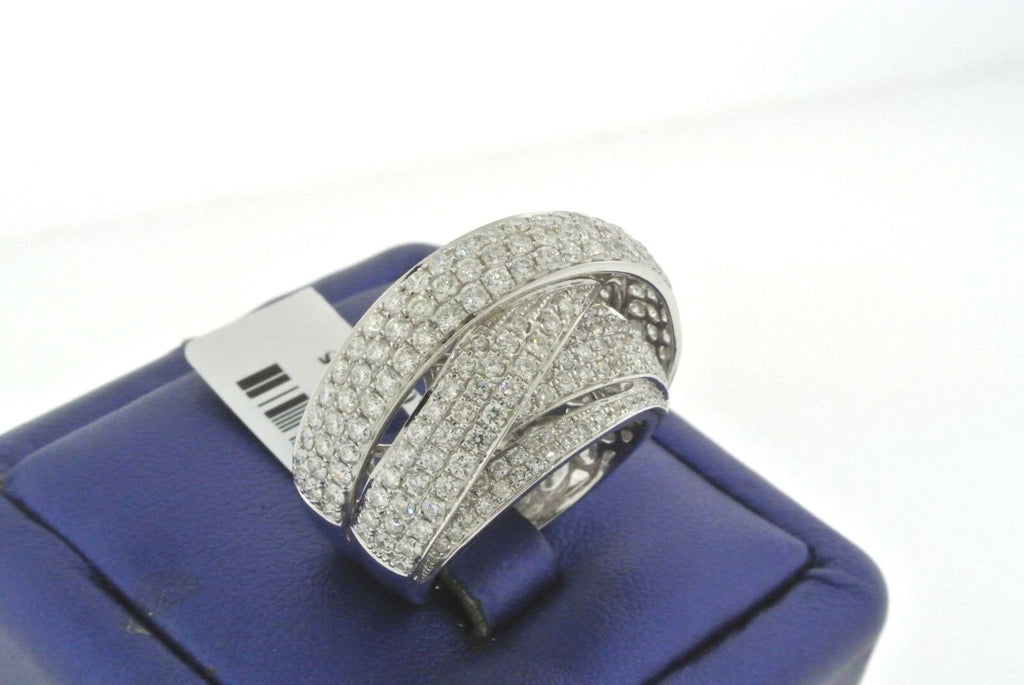 Fancy 18k White Gold 3.75 CT Diamond Cluster Ladies Ring, 14.3gm, Size 6.75