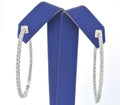 14k White Gold 3.00 CT Diamond Inside Out Hoop Earrings, 9.7gm