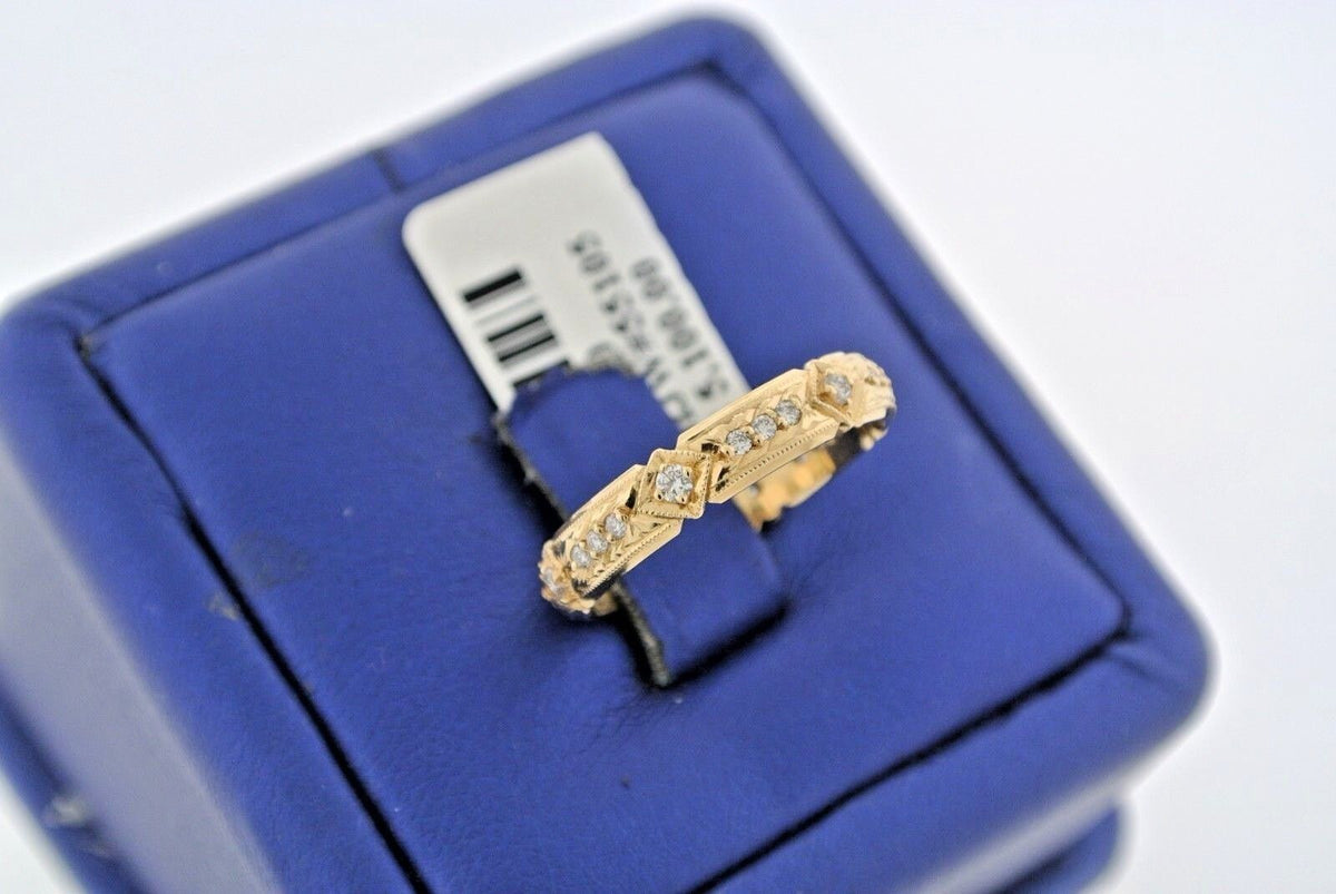 Fancy 14k Yellow Gold 0.50 CT Diamond Wedding Band, 2.5gm, Size 7