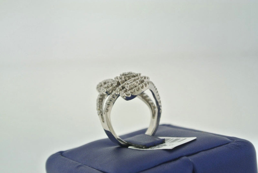 Fancy 18k White Gold 2.00CT Baguette & Round Cut Diamond Ladies Ring