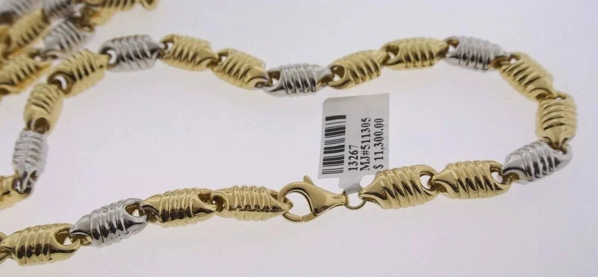 14kt Two-Tone Gold Men's Fancy Chain Necklace 26 Inches, 32.2gm, S13267