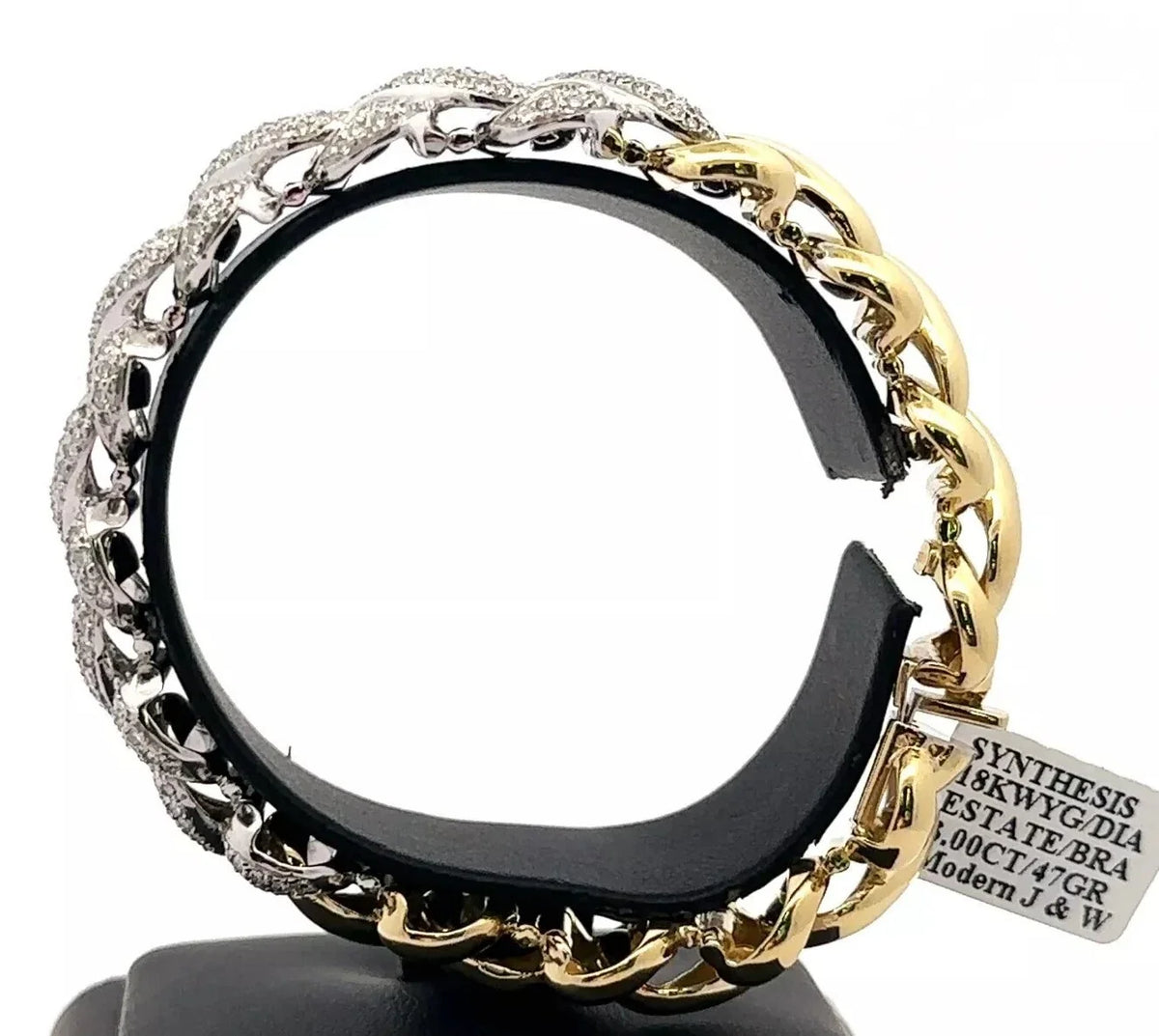 Synthesis 18K Yellow & White Gold, 2.85 Ct diamond Estate Bracelet, 47g S107988